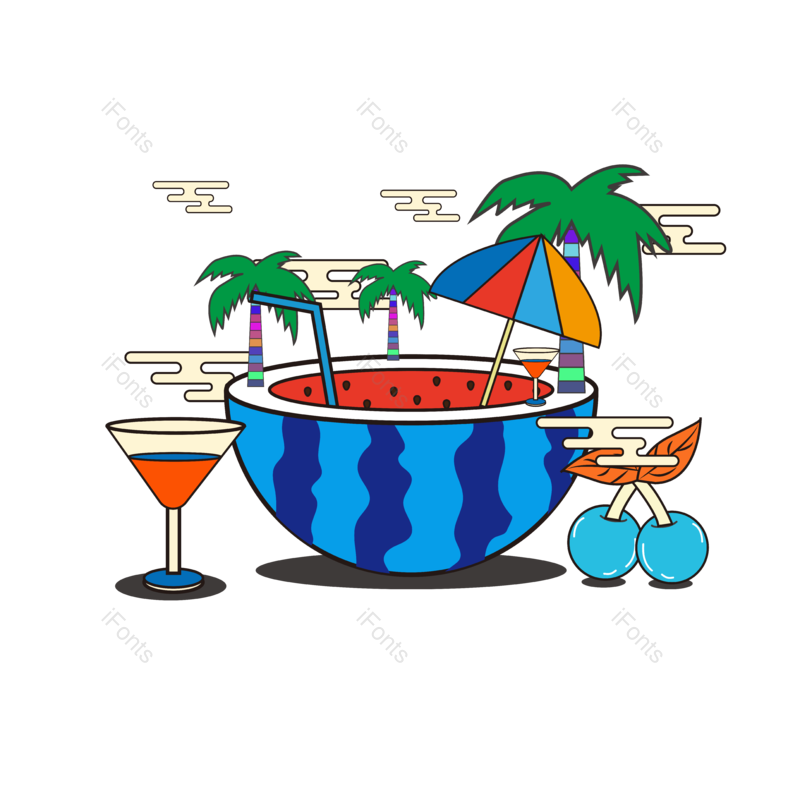 西瓜图片,夏至元素,夏天PNG,饮料免抠素材